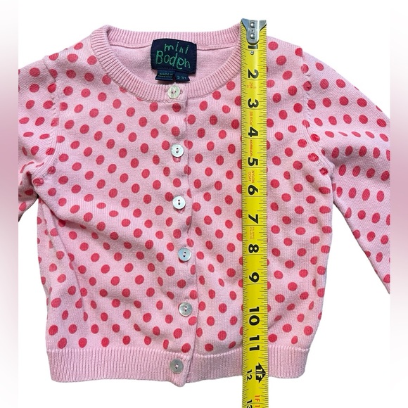 🩷 Mini Boden Girls Button-Down Cardigan Sweater | Size 2-3Y | Pink Polka Dots - Picture 5 of 7